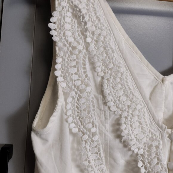 Abercrombie & Fitch White Sleeveless Peplum Blouse – Lace & Bobble Trim, Y2K - Picture 3 of 12